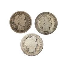Lot of 3 Silver Mercury Dimes - 1900, 1901-O, 1916