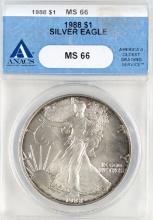 ANACS 1988 MS55 American Silver Eagle Dollar