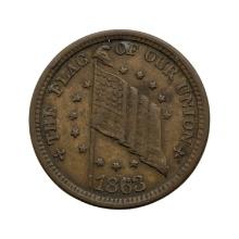 FEATURE 1863 Civil War Patriotic Token - The Flag of our Union