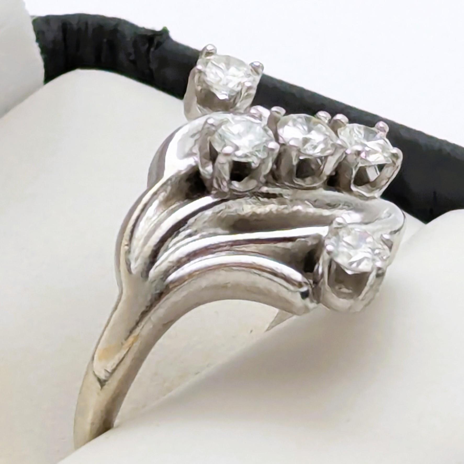 FEATURE - 14k White Gold Ring with 5 Round Cut Diamonds