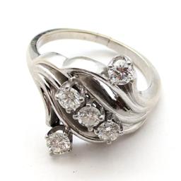 FEATURE - 14k White Gold Ring with 5 Round Cut Diamonds