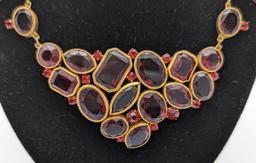 Vintage Carlyle & Co Gold and Red tones Ladies Statement Necklace w/ Box