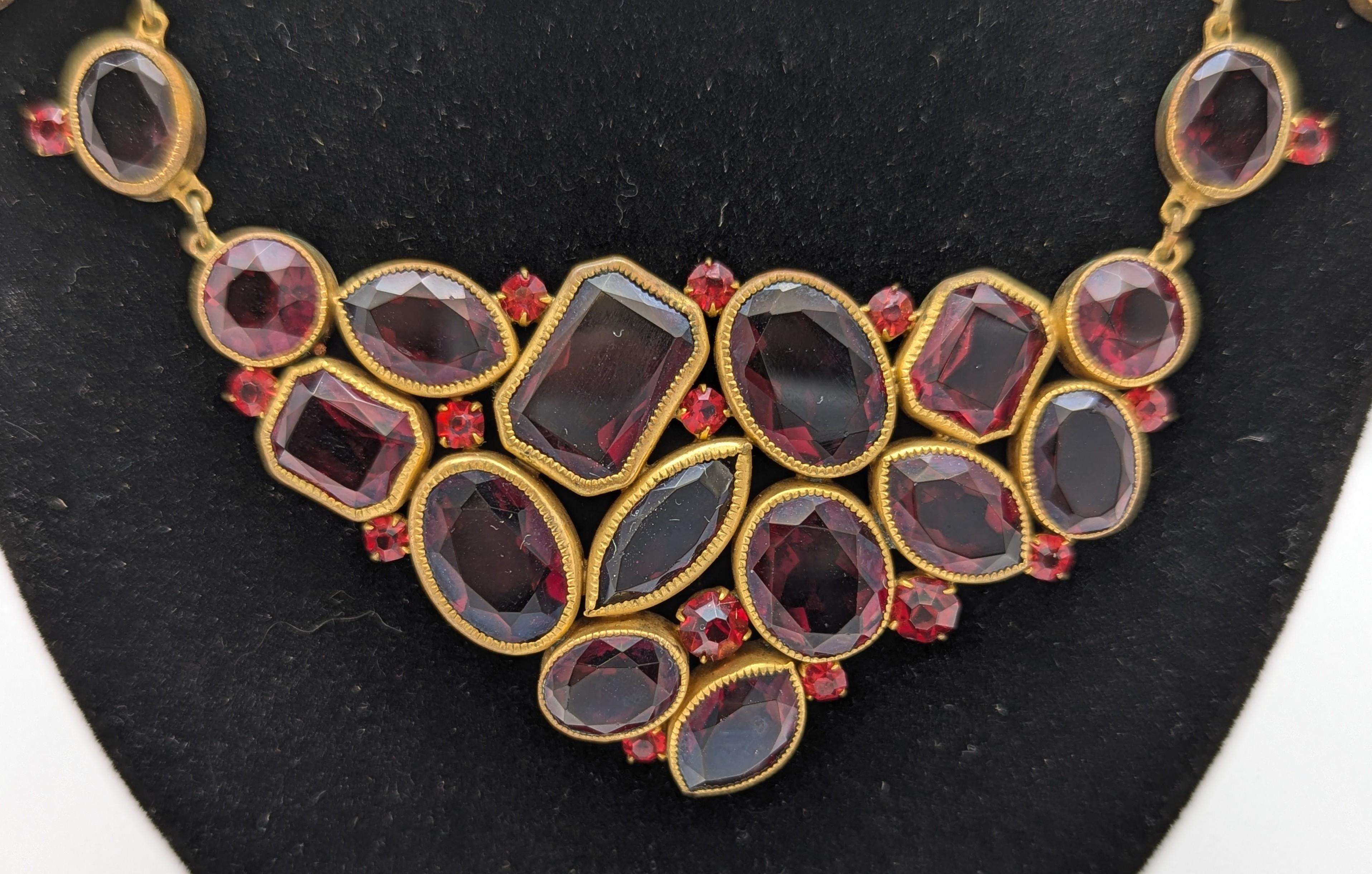 Vintage Carlyle & Co Gold and Red tones Ladies Statement Necklace w/ Box