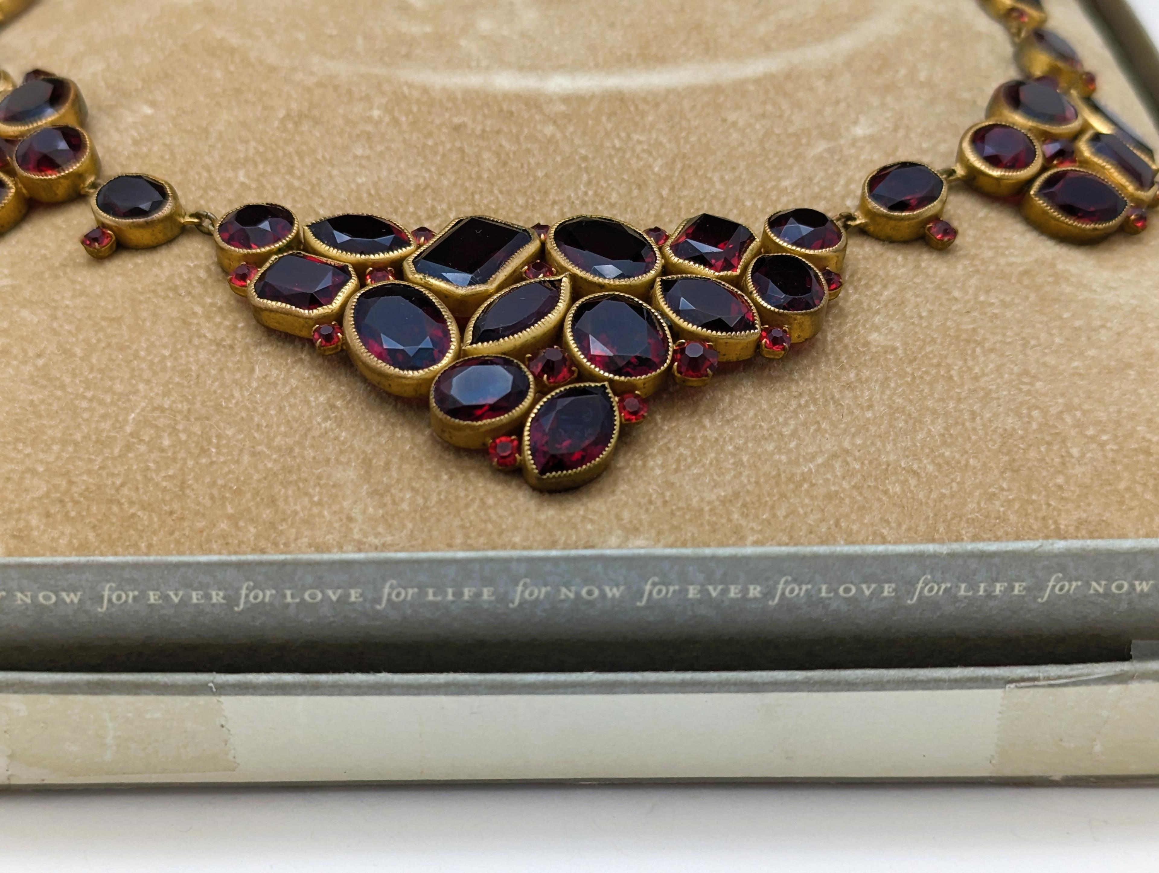 Vintage Carlyle & Co Gold and Red tones Ladies Statement Necklace w/ Box