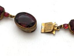 Vintage Carlyle & Co Gold and Red tones Ladies Statement Necklace w/ Box
