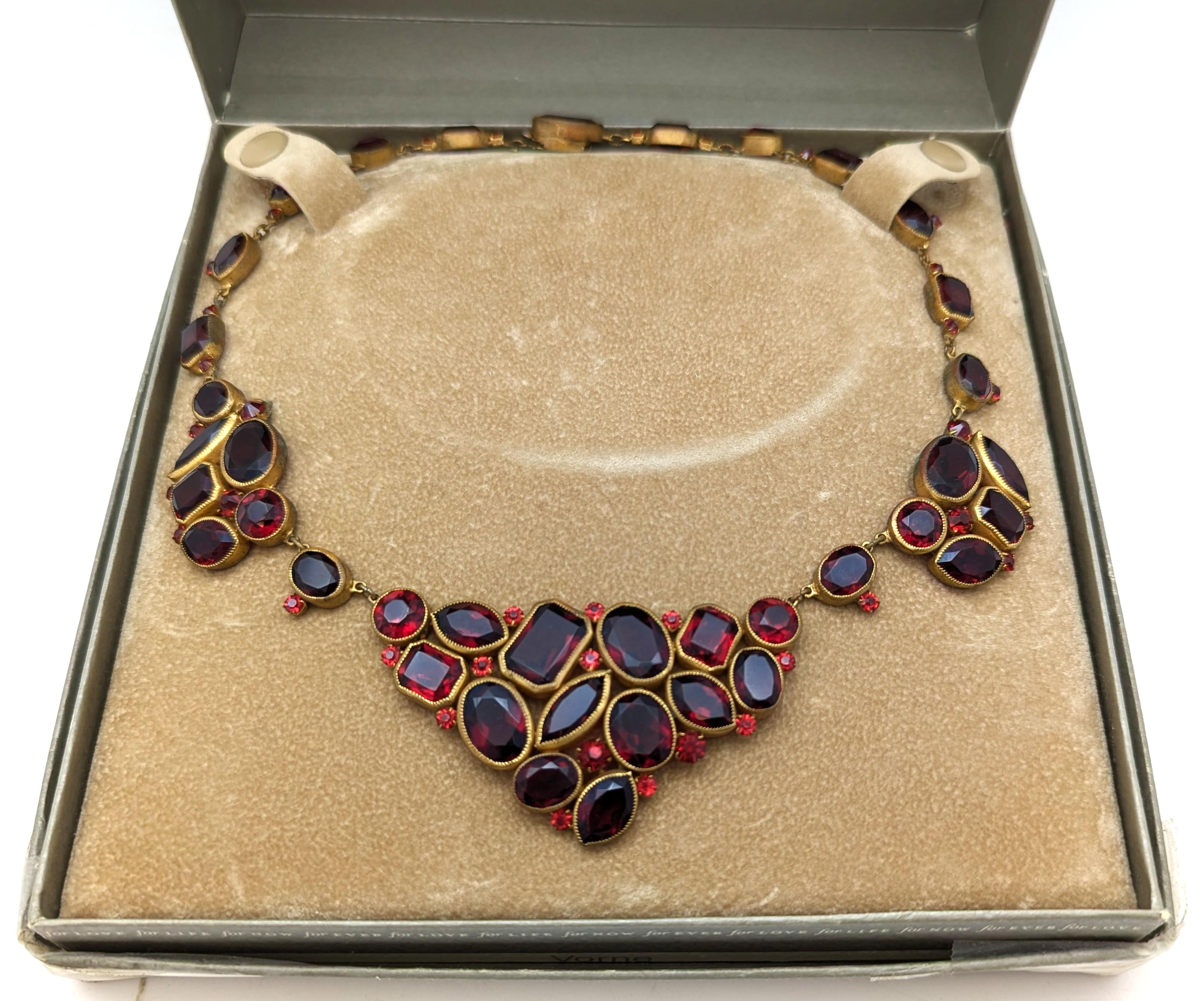 Vintage Carlyle & Co Gold and Red tones Ladies Statement Necklace w/ Box