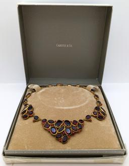 Vintage Carlyle & Co Gold and Red tones Ladies Statement Necklace w/ Box