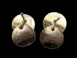 Sterling Silver Double Circle Stud Earrings