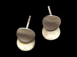 Sterling Silver Double Circle Stud Earrings