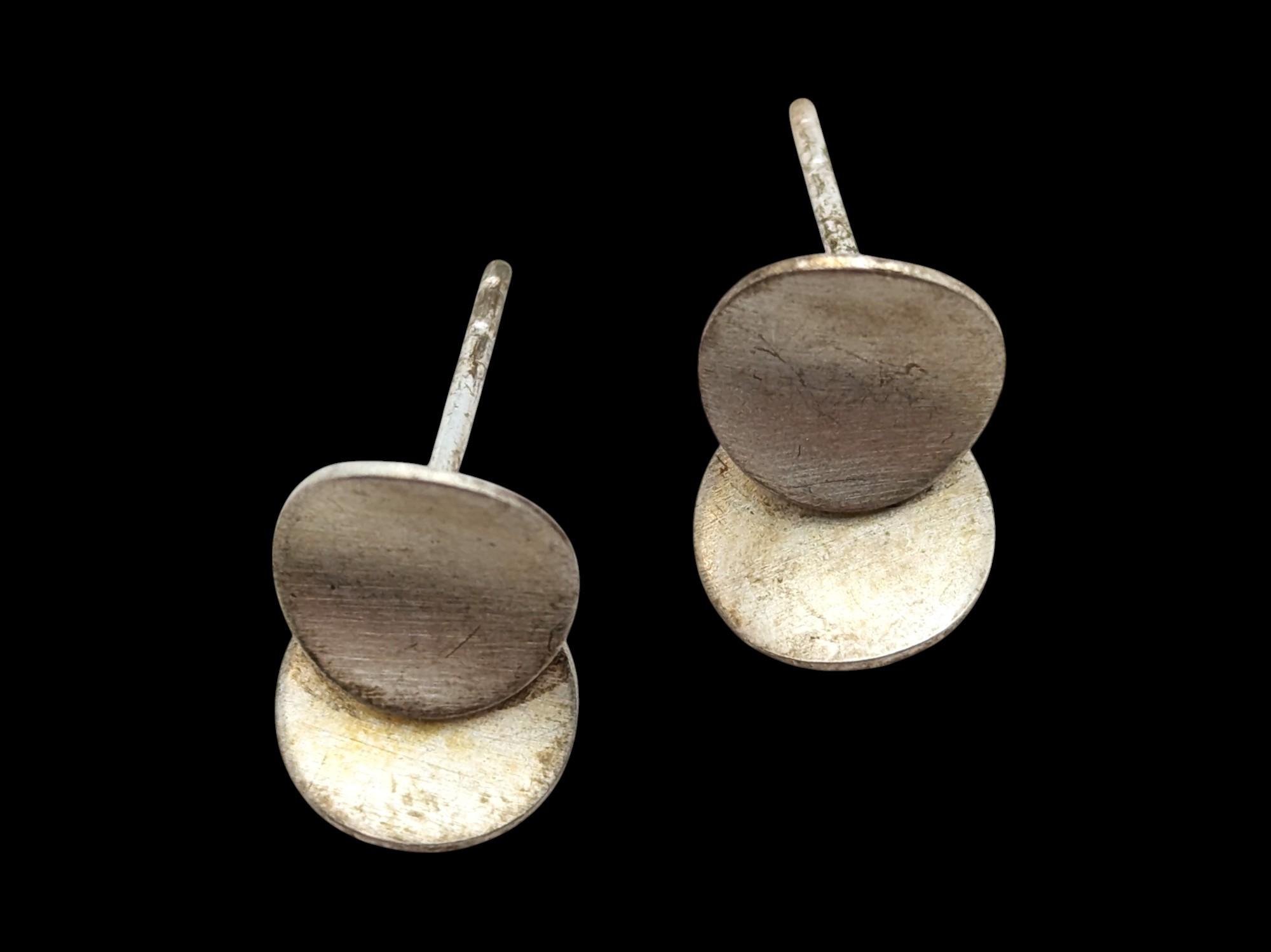 Sterling Silver Double Circle Stud Earrings