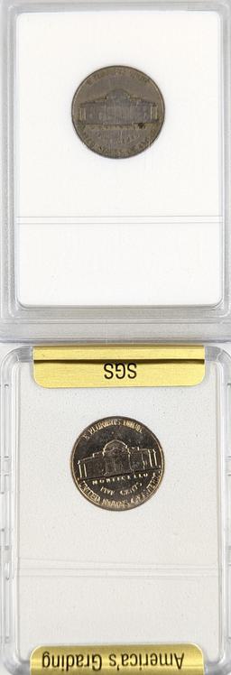 Lot of 2 Slabbed Jefferson Nickels - 1948 & 1960 MS70