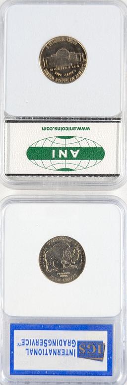 Lot of 2 Slabbed Jefferson Nickels - 1960-D MS65 & 2005-D MS65