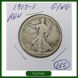 1917-S Silver Walking Liberty Half Dollar - KEY DATE