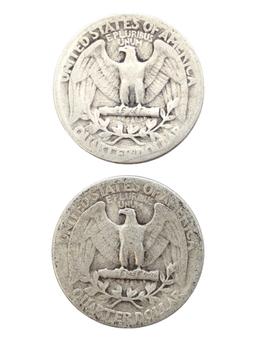 Lot of 2 Silver Washington Quarters - 1934, 1935