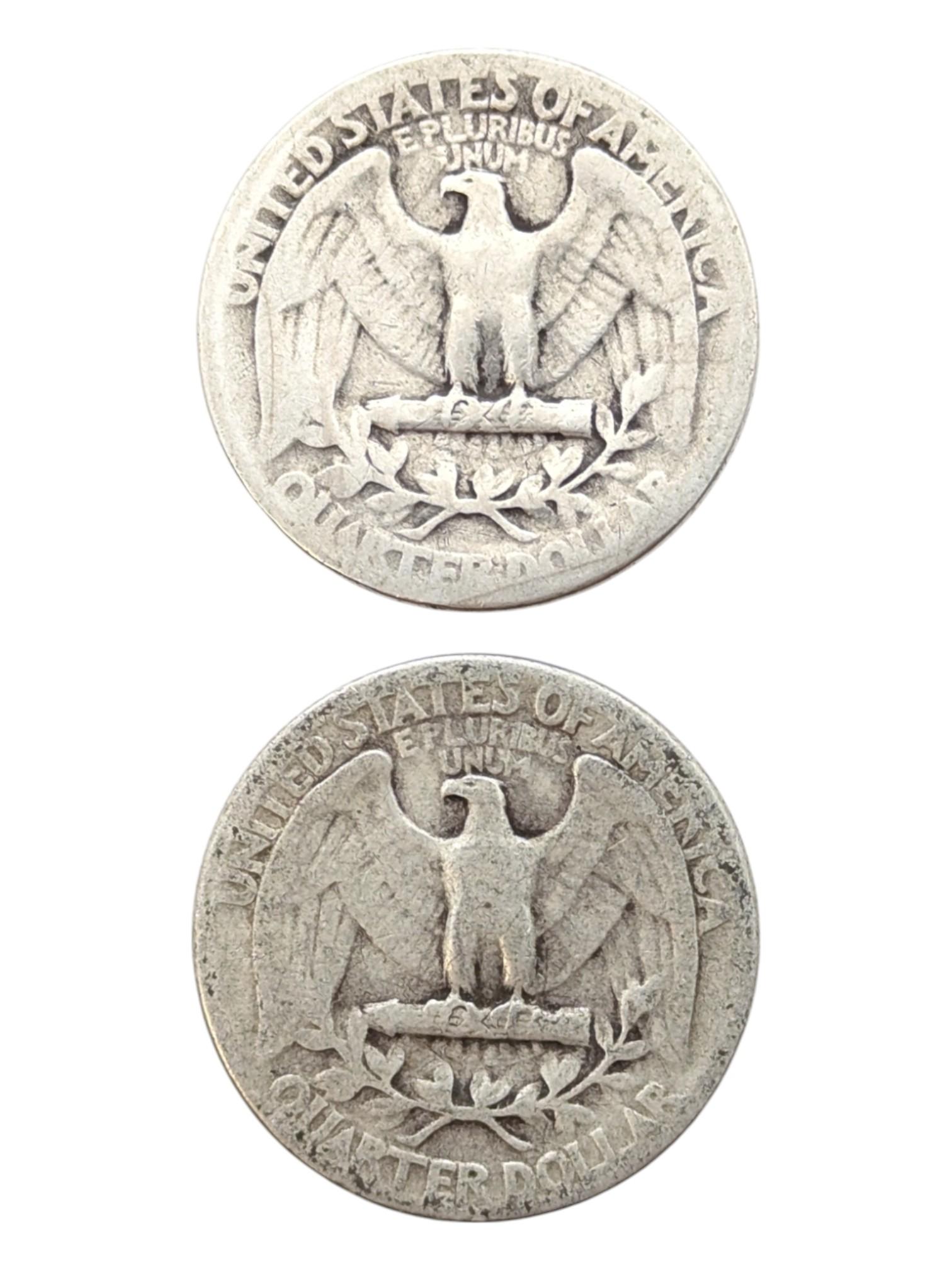 Lot of 2 Silver Washington Quarters - 1934, 1935