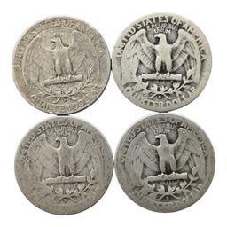 Lot of 4 Silver Washington Quarters - 1935-1939