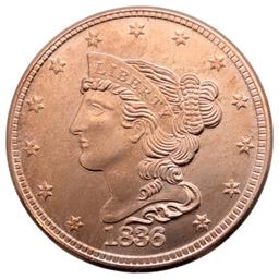 1 Ounce Fine .999 Copper Round - 1836