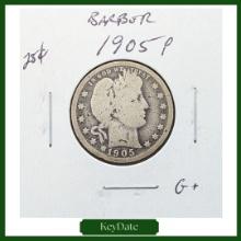 1905 Silver Barber Quarter - KEY DATE
