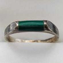 Sterling Silver Green Inlay Ladies Ring
