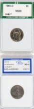 Lot of 2 Slabbed Jefferson Nickels - 1960-D MS65 & 2005-D MS65