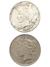 Lot of 2 - 1922-D Silver Peace Dollars