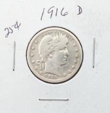 1916-D Silver Barber Quarter - Great Condition