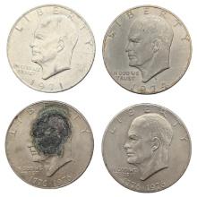 Lot of 4 Eisenhower "Ike" Dollars - 1971-1976