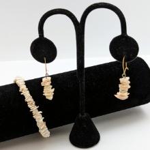 Puka Shell Bracelet and earrings Ladies Set