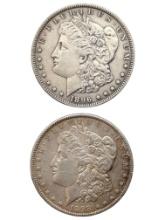 Lot of 2 Morgan Silver Dollars - 1896, 1898