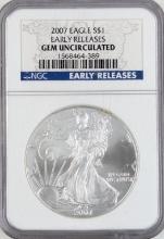 NGC 2007 American Silver Eagle Dollar - GEM Uncirculated - Early Release