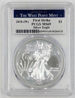 2018 - W PCGS MS-69 American Silver Eagle - Struck at the West Point Mint