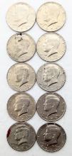 Lot of 10 John F Kennedy Half Dollars- 1972-2022