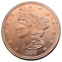 1 Ounce Fine .999 Copper Round - 1836