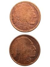 Lot of 2 - 1 Ounce (each) Fine .999 Copper Rounds - Buffalo