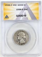 ANACS 1936-D Silver Washington Quarter