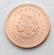 1 Ounce Fine .999 Copper Round - Aztec