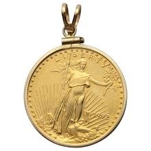 FEATURE 1992 Gold Eagle $25 Gold Coin in 14K Gold Pendant