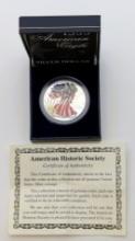 Colorized 1999 American Silver Eagle Dollar w/COA