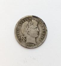 1908-D Silver Barber Dime