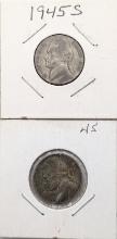 Lot of 2 Jefferson Nickels - 1945-S, 1945
