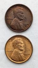 Lot of 2 Lincoln Wheat Cents - 1934-D, 1934