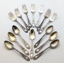 Lot of 12 Sterling Silver Forks and Spoons - International Silver