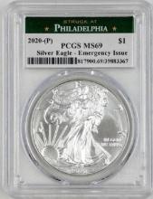 PCGS 2020 MS69 American Silver Eagle Dollar - Emergency Issue