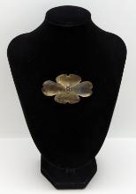 Antique Floral Sterling Silver Brooch Pin Marked "NE Sterling"