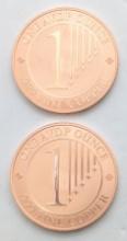 Lot of 2 - 1 Ounce (each) Fine .999 Copper Rounds - 2010 Schloss Guldengossa