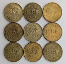 Lot of 9 Mexico $100 - 1985-1987