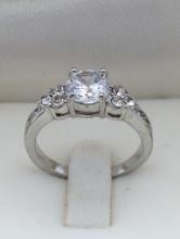 Silver Tone Costume Ring with possible CZ's