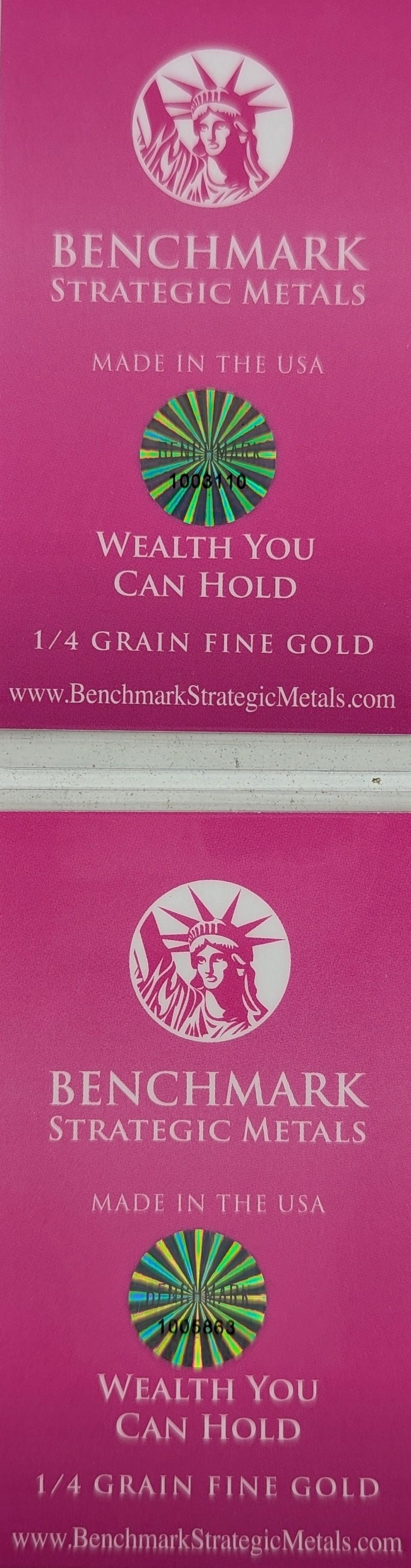 Lot of 2 1/4 grain .999 Fine Gold - Benchmark Strategic Metals