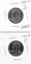 Lot of 2 Washington Quarters - 1987-D, 1987