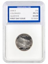 IGS 2006-S PR70 DCAM Silver State Quarter - Colorado - First Day of Issue